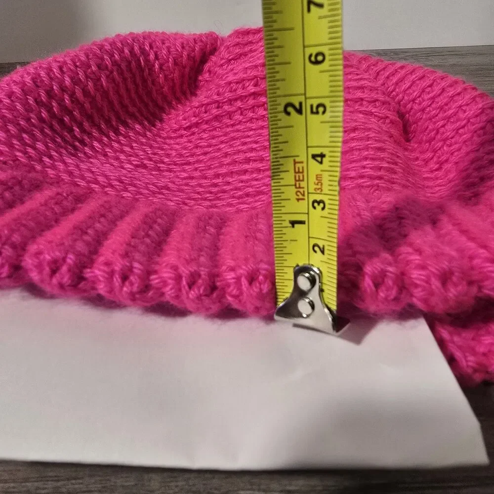 Beanie, One Size, Pink, Single Crochet.